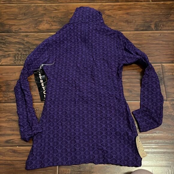 Vintage Weber Original Dead Stock Purple Print Turtleneck Boho Mod Squad - Picture 2 of 8